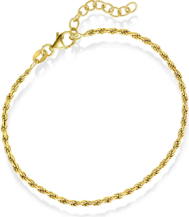 Cordel armbånd i forgylt 925 sølv, 19 cm