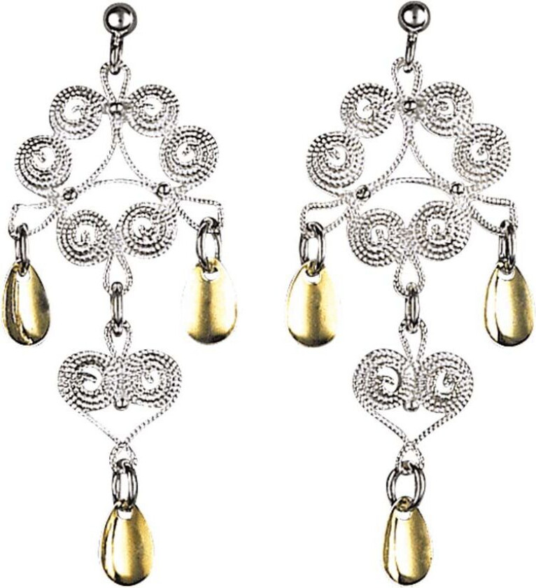 Øredobber Nordland i 830 hvitt og forgylt sølv