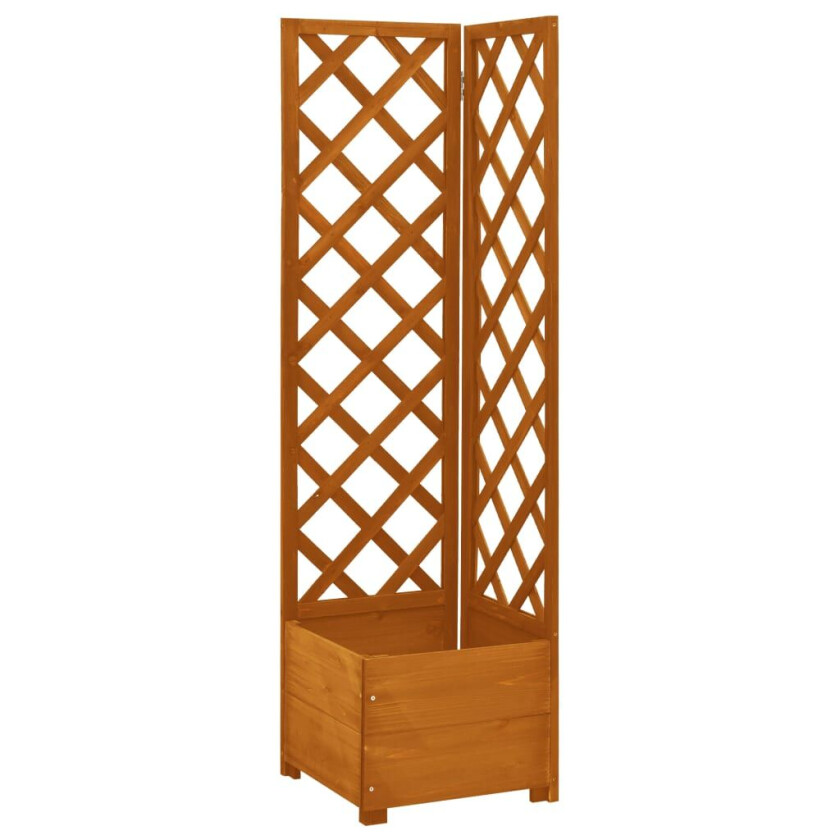 Blomsterkasse med espalier for hjørne 40x40x150 cm heltre gran