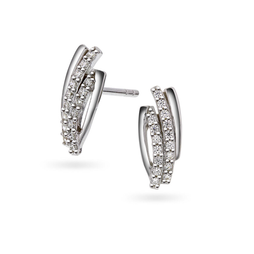 , Øredobber i 585 hvitt gull med zirkonia