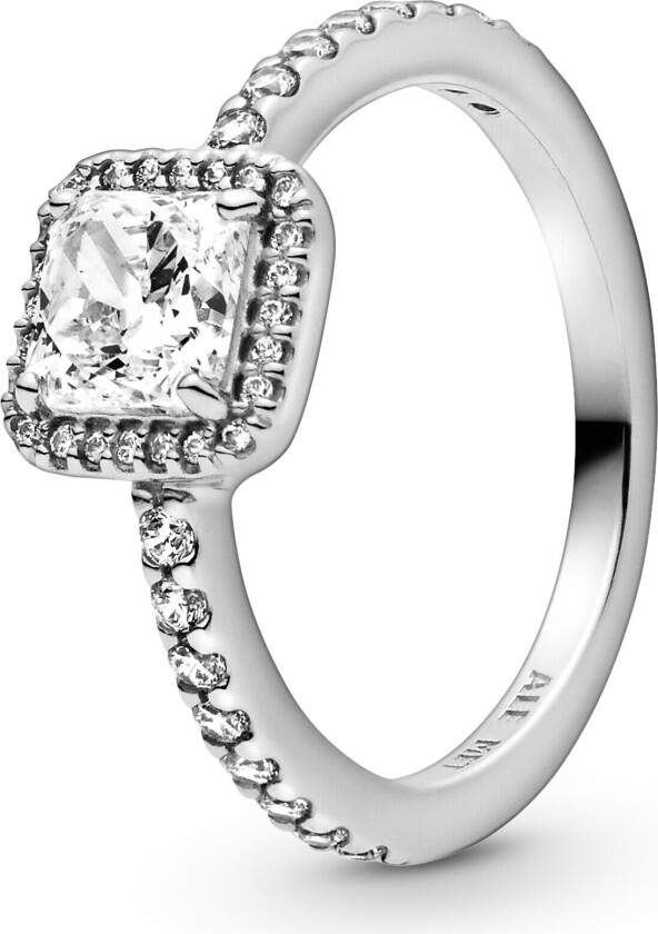 Ring i 925 sølv med zirkoner, str 50