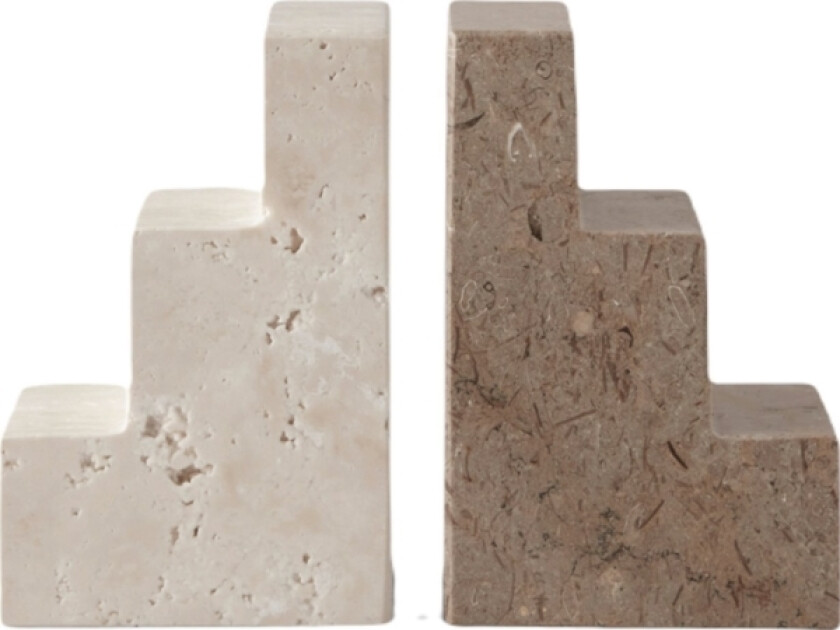 Printworks Stair Cube Bokstøtter - Kalsium Og Travertin