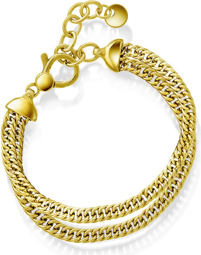 Armbånd i forgylt 925 sølv 2 radet, 21 cm