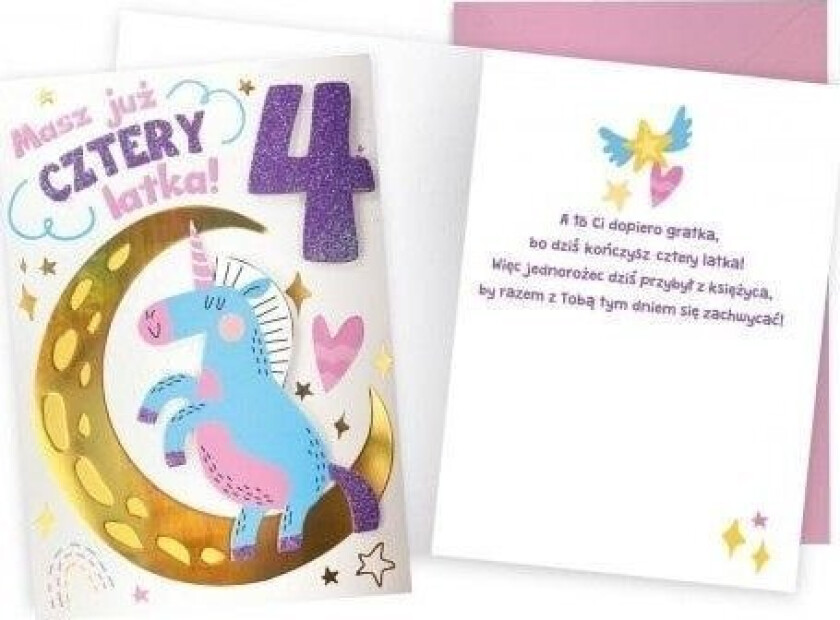 Kukartka Bursdagskort 4 Enhjørning