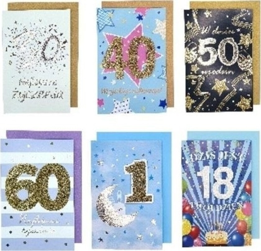 Brettet Bursdagskort 1,5X17cm Blanding