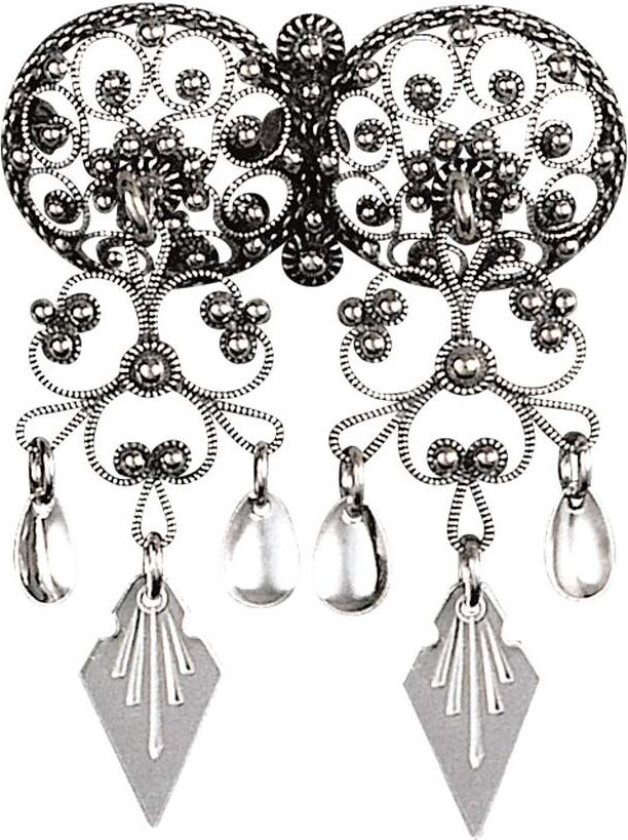 Halssølje i 830 oksidert sølv med spirløv