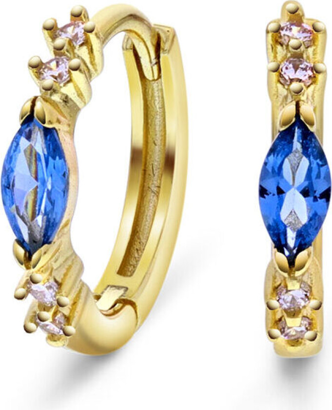 , Øreringer i 925 forgylt sølv med blå zirkonia