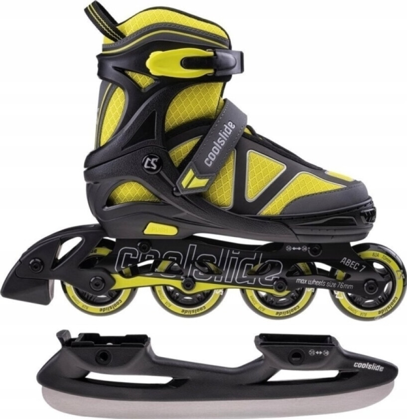 Coolslide Buttersi Rulleskøyter Med Utskiftbar, Justerbar Løper, Gul, Størrelse 35-38
