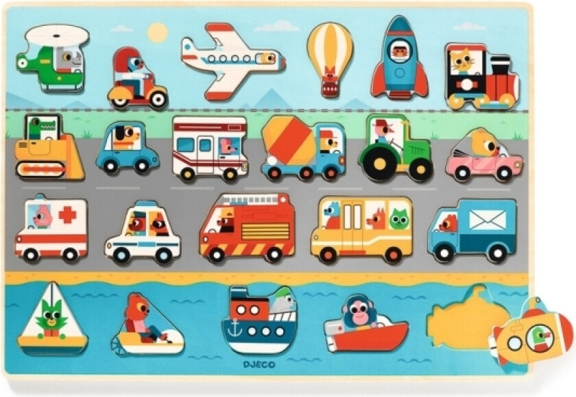 Transport Wooden Puzzle Shape Puzzle 22 Pc(S) Vehicles