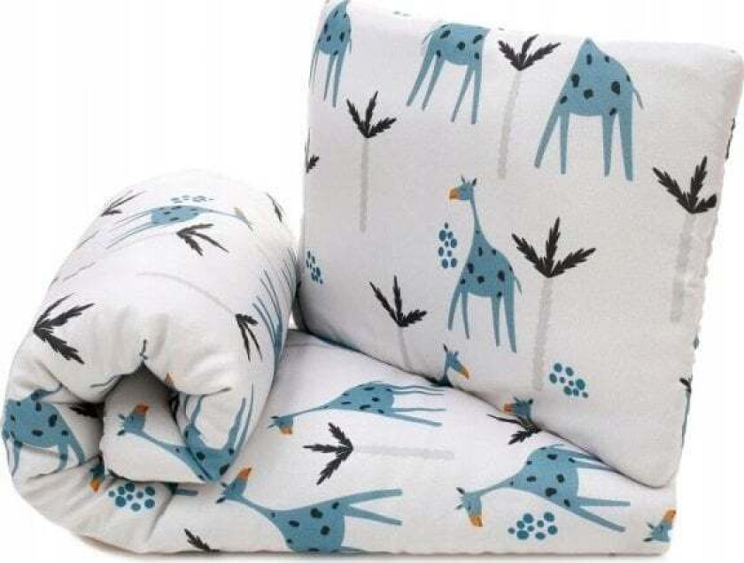 -Bambus Sengesett 80X100cm Blå Giraffe