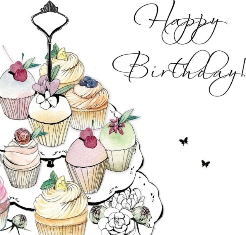 Swarovski Square Cupcake-Bursdagskort (Cl1219)