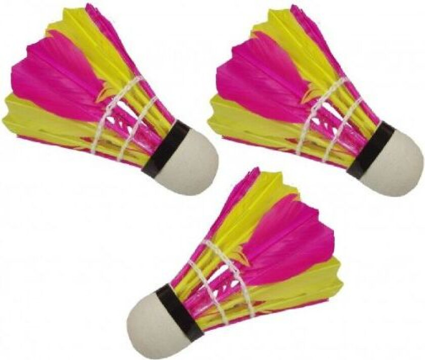 Badminton Shuttlecocks Feather 3 Pcs. Pink-Yellow