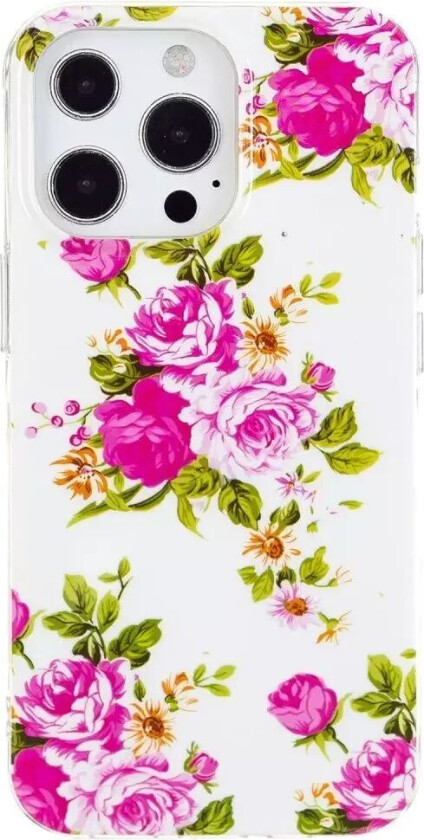 iPhone 15 Pro Selvlysende Fleksibelt Deksel av Plast med Trykk - Roser