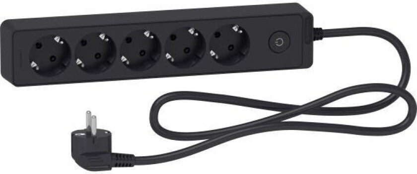 Unica Extend Grenuttak 5-veis, bryter, jordet, 1.5 m Antracitgrå