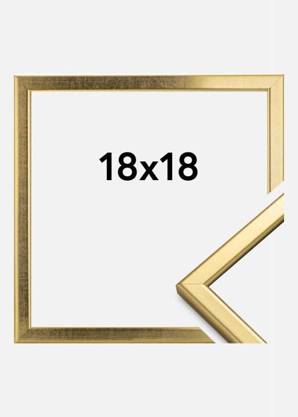 Ramme Slim Matt Antirefleksglass Gull 18x18 Cm