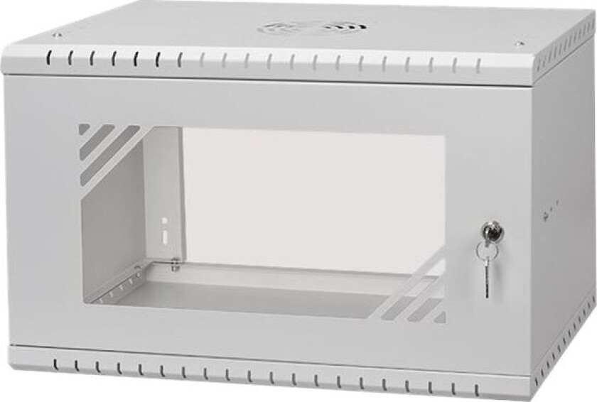 Netrack Eco-Line - Rack Skap - 350Mm, Glass Door - Veggmonterbar - Grå, Ral 7035 - 6U - 19"