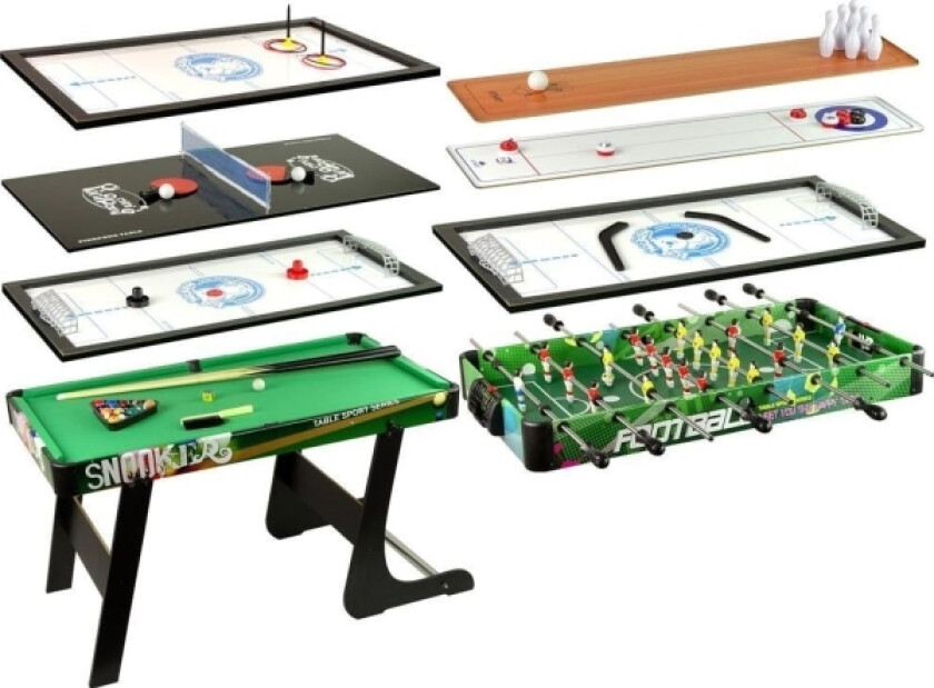 Spillebord 8In1 Foosball Ping Pong Biljard Bowling Hockey