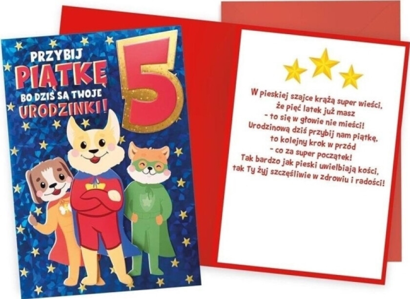 Kukartka Bursdagskort For 5 Hunder