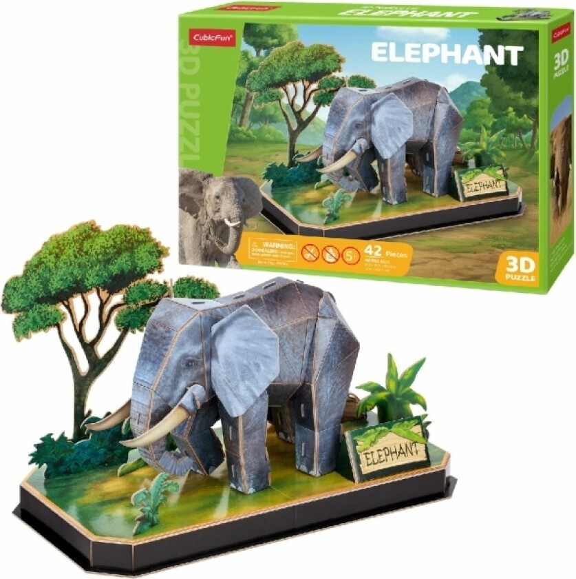 Pussel 3D Dyr Elefant.