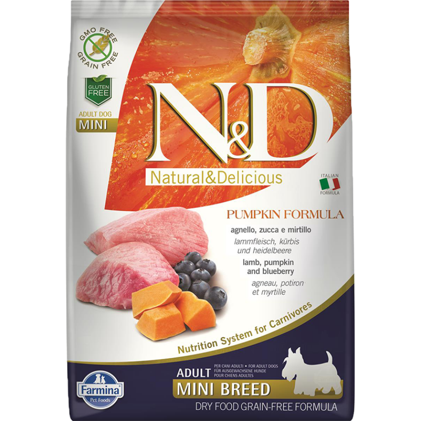 N&D Pumpkin Lamb & Blueberry Adult Mini Tørrfôr til hund 2,5 kg