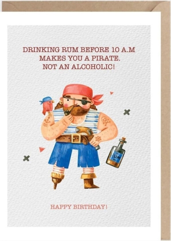 Pirate Bursdagskort, K100 Øko Konvolutt