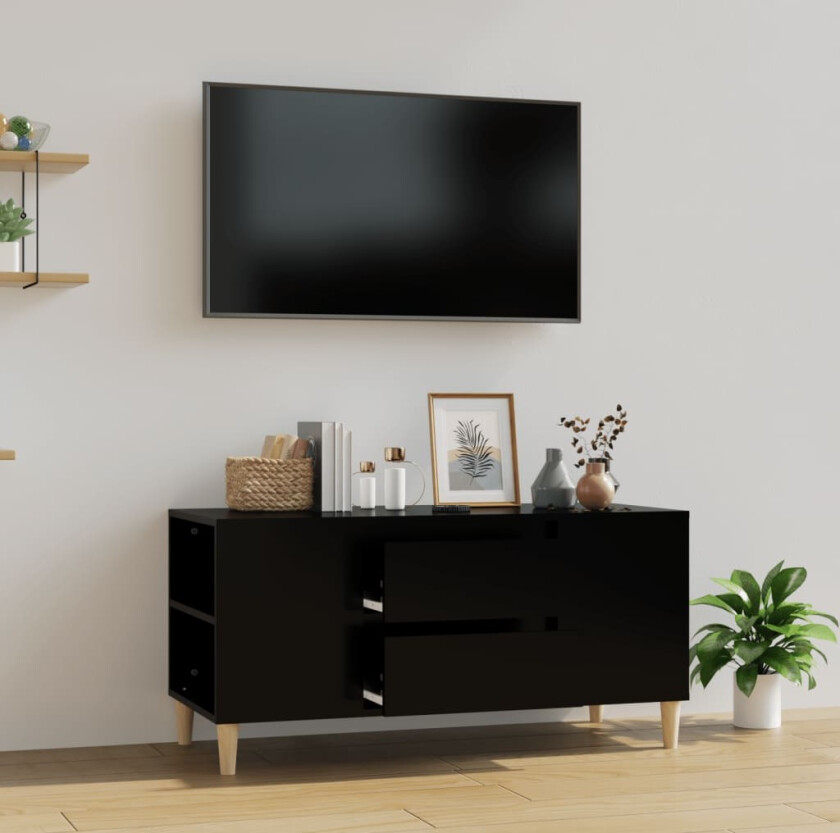 TV-benk - 102x44,5x50 cm konstruert tre - sort