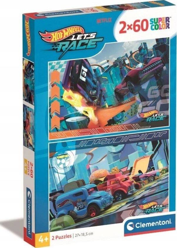 Cle Puslespill 2X60 Superkolor Hotwheels 24816