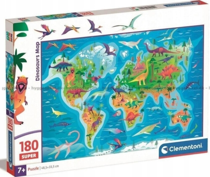 Puzzle 180 Elementów Dinosaurs Map