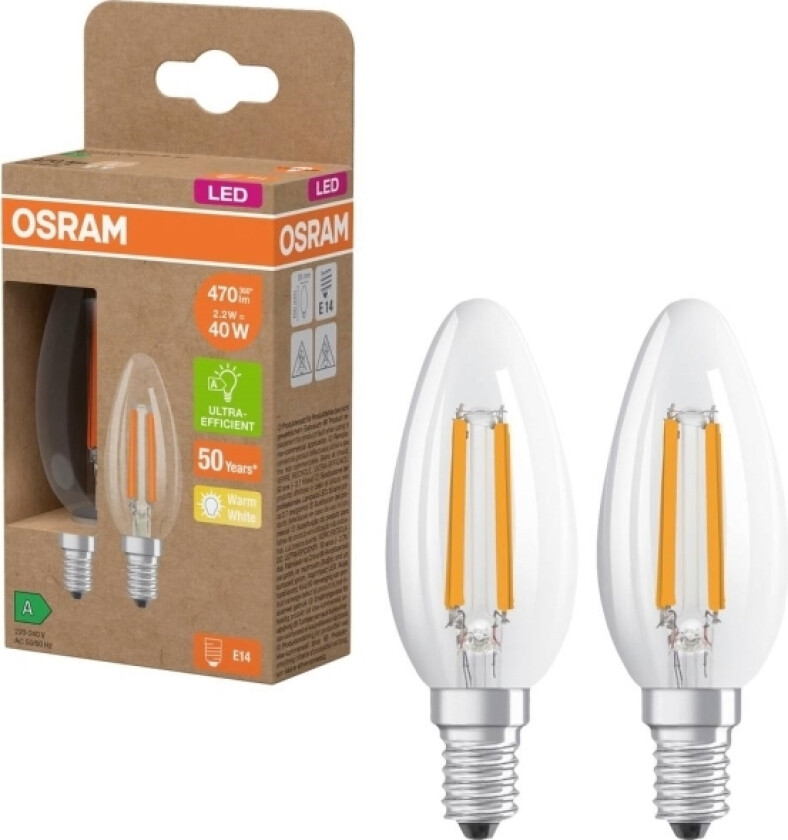 4099854255472 Led (Rgb)-Lamp Eek A (A - G) E14 Lysform 2.2 W = 40 W Varmhvid (Ø X H) 35 Mm X 35 Mm 2 Stk