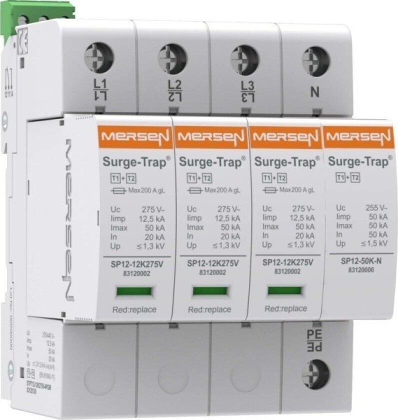 Mersen Surge Arrester B + C Type 1 + 2 4P 12.5Ka Stpt12-12K275v-4P 83 120 144