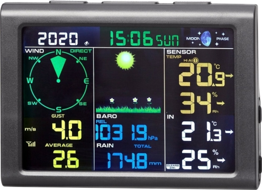 Finsk Termometer 7860 Værstasjon Med Fargedisplay, Vind Og Regn