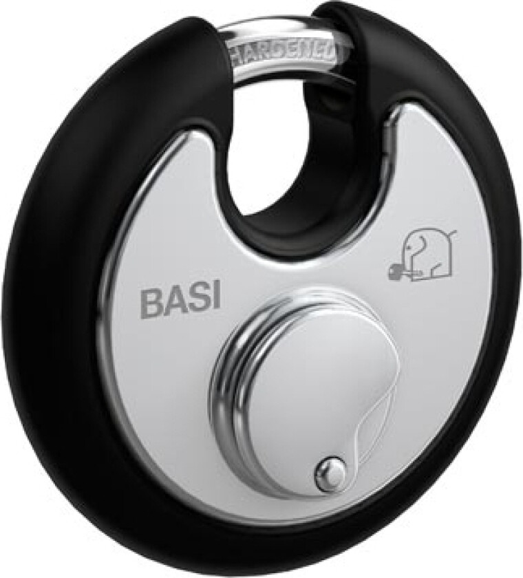 BASI 6100-7020-SCHW, Tradisjonell, Nøkkellås, Bruk bare én nøkkel, Sort, Sølv, Rustfritt stål, Herdet stål