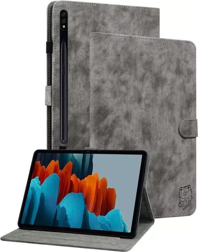 Samsung Galaxy Tab S9 Skinndeksel med stativfunksjon og kortholder - Grå