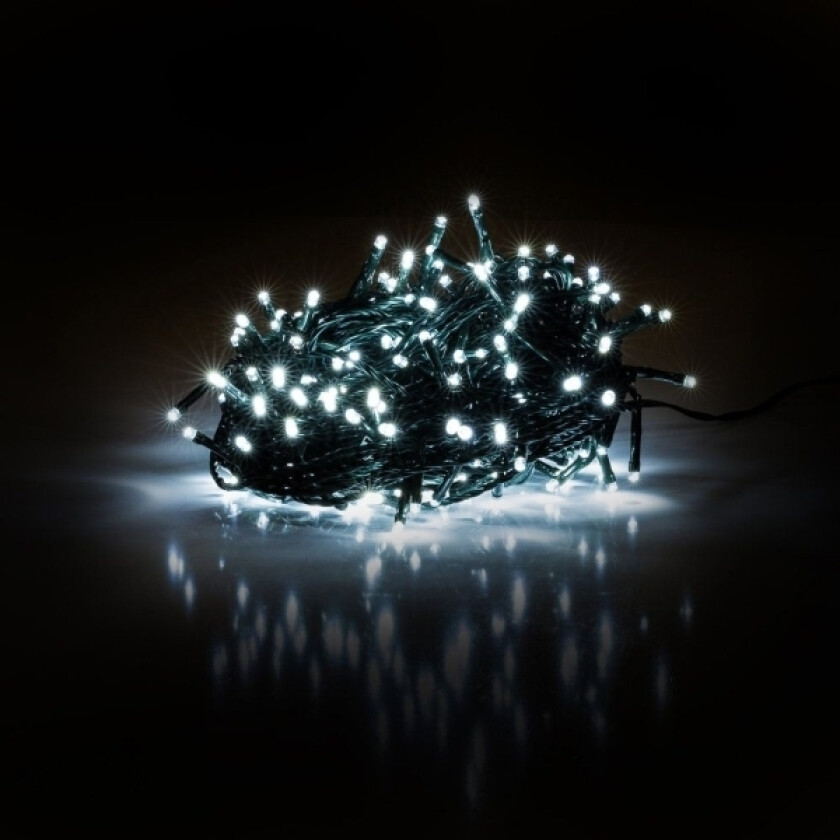 Juletrelys - Rxl 232 Julekjede 150Led, Tilkoblingsbar, Hoveddel Med Strømforsyning, Lengde 15M + 5M Forsyning, 230V, 50Hz, Kaldhvit
