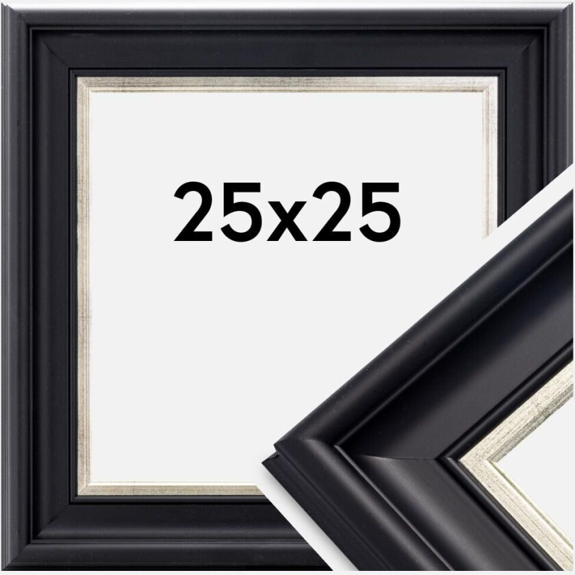 Ramme Dalarna Akrylglass Svart-Sølv 25x25 Cm