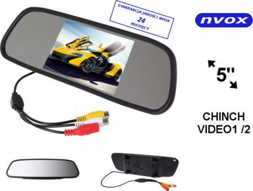 Car Reversing Monitor Lcd 5 Tommers Led-Ryggspeil Av 12V (Nw5005m)