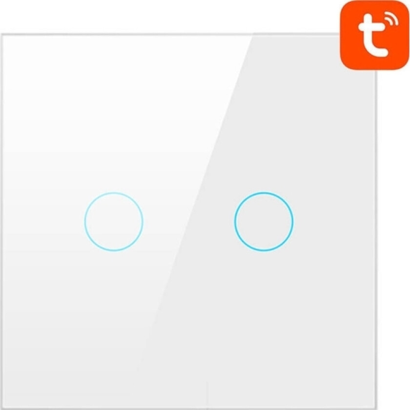 Ts02-Eu-W2 Touch Wifi Lysbryter Dual Tuya (Hvit)