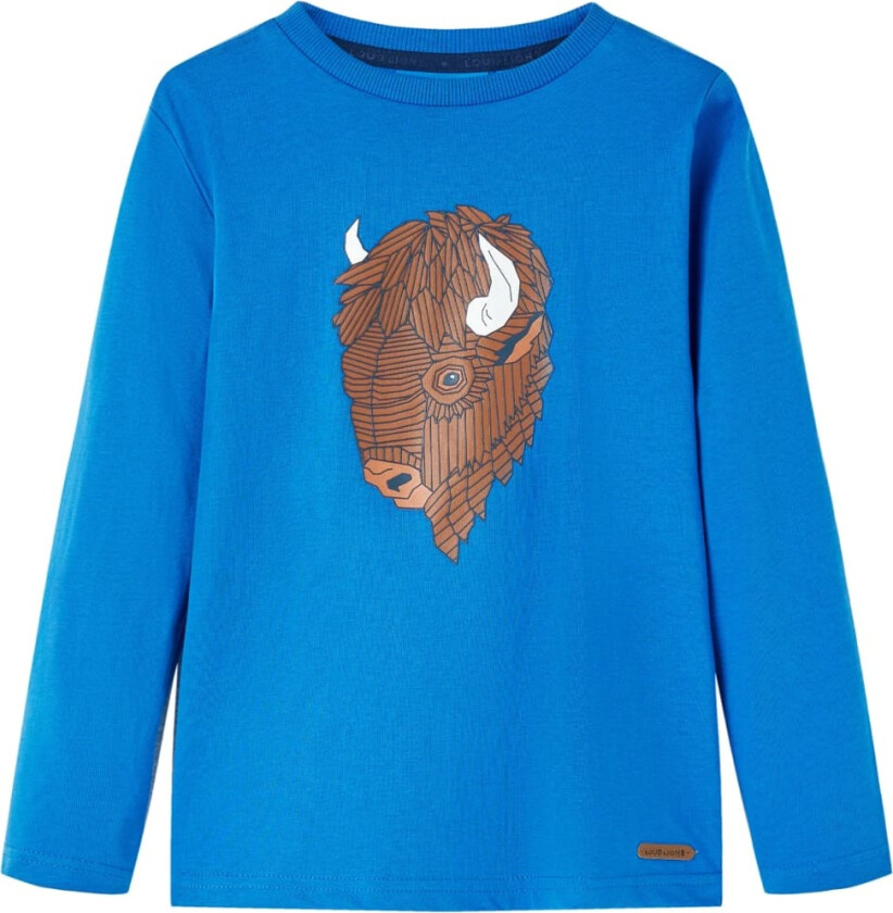 T-skjorte for barn med lange ermer koboltblå 116