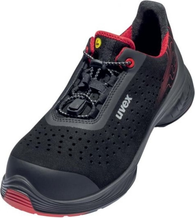 68372, Unisex, Voksen, Vernesko, Sort, Rød, Src, P, Esd, S1, Hurtigsnører