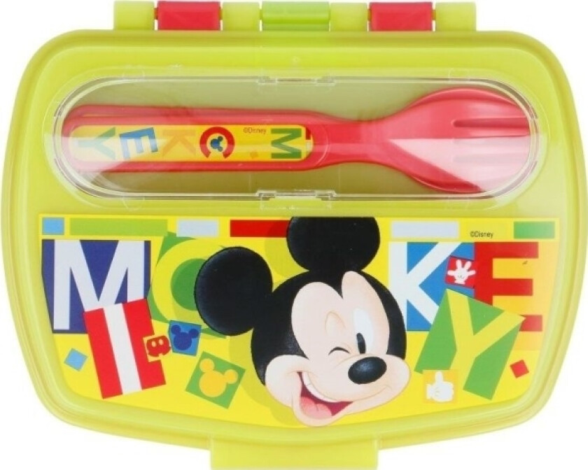 Disney Mikke Mus - Universell Matboks Med Et Sett Med Bestikk
