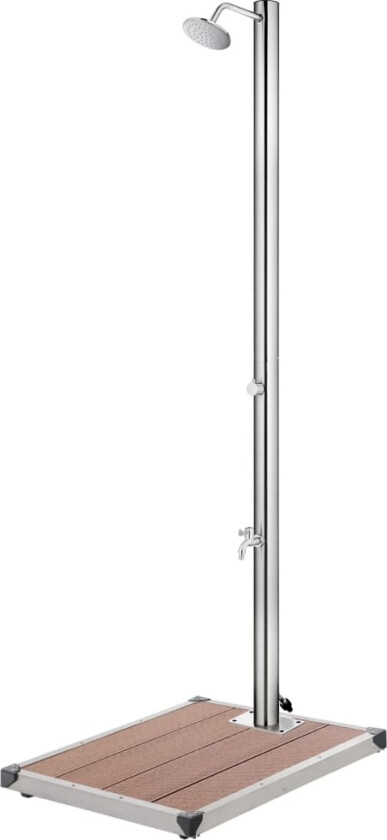 Hagedusj med brunt dusjbrett 220 cm rustfritt stål