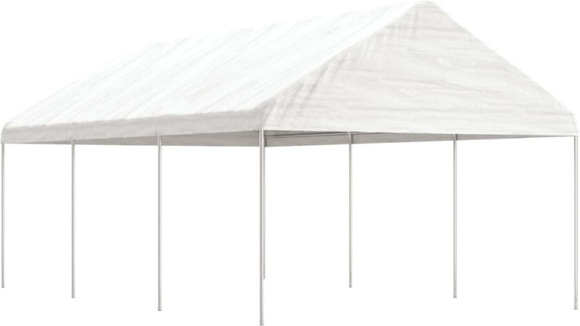 Paviljong med tak hvit 6,69x4,08x3,22 m polyetylen