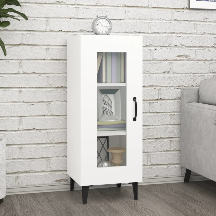 Skjenk hvit 34,5x34x90 cm konstruert tre