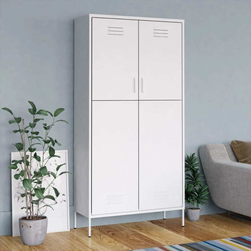 Bilde av Garderobe hvit 90x50x180 cm stål