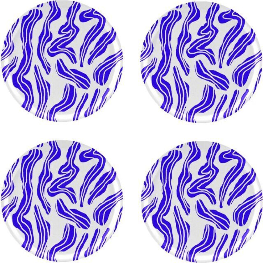 Sudd glassbrikke Ø 11 cm 4-pakning Blue-white