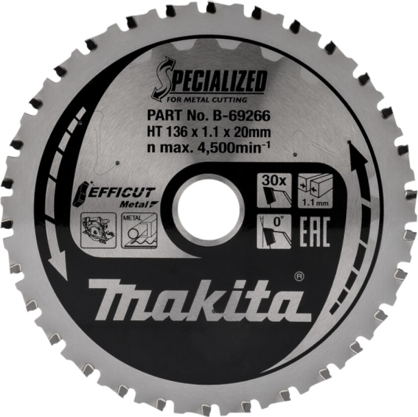 Skjæreskive For Metall Makita Hm 136X20x1,1Mm 30T
