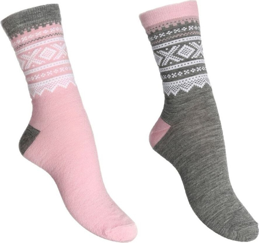 2-pack Ullsokker Barn Lotus Pink /grey 21-23/1-2 år