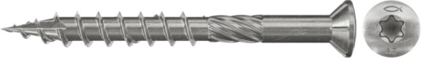 Fischer 660607 Terrasseskruer 5 Mm 60 Mm Invendig Sekskant, Indvendig Multitand, Tx, Torx, T-Profil Rustfrit Stål V2a Korrosionsbestandig 150 Stk