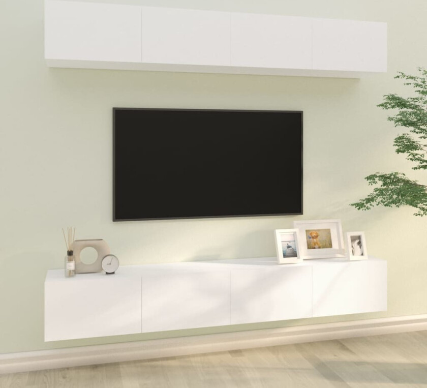 Vegghengte TV-benker 4 stk hvit 100x30x30 cm