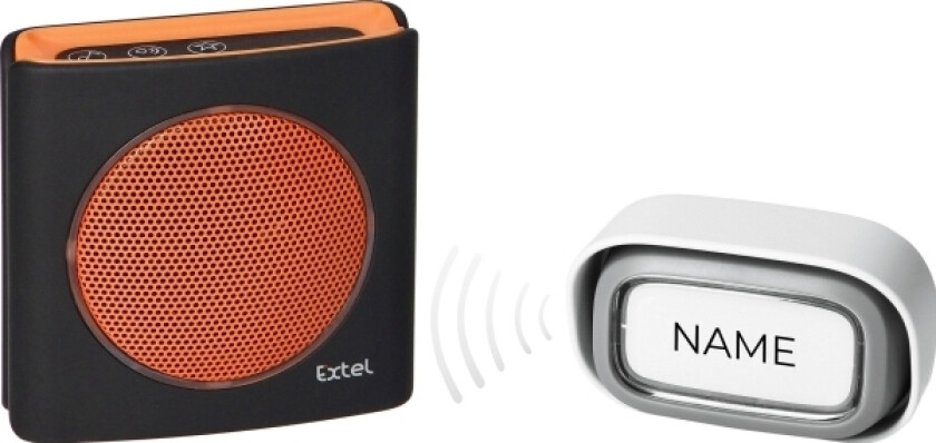 Orno Extel Dibi Flash Soft Trådløs Ringeklokke, Batteri, Sort Og Oransje